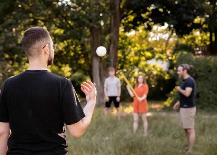 A ball toss during field games